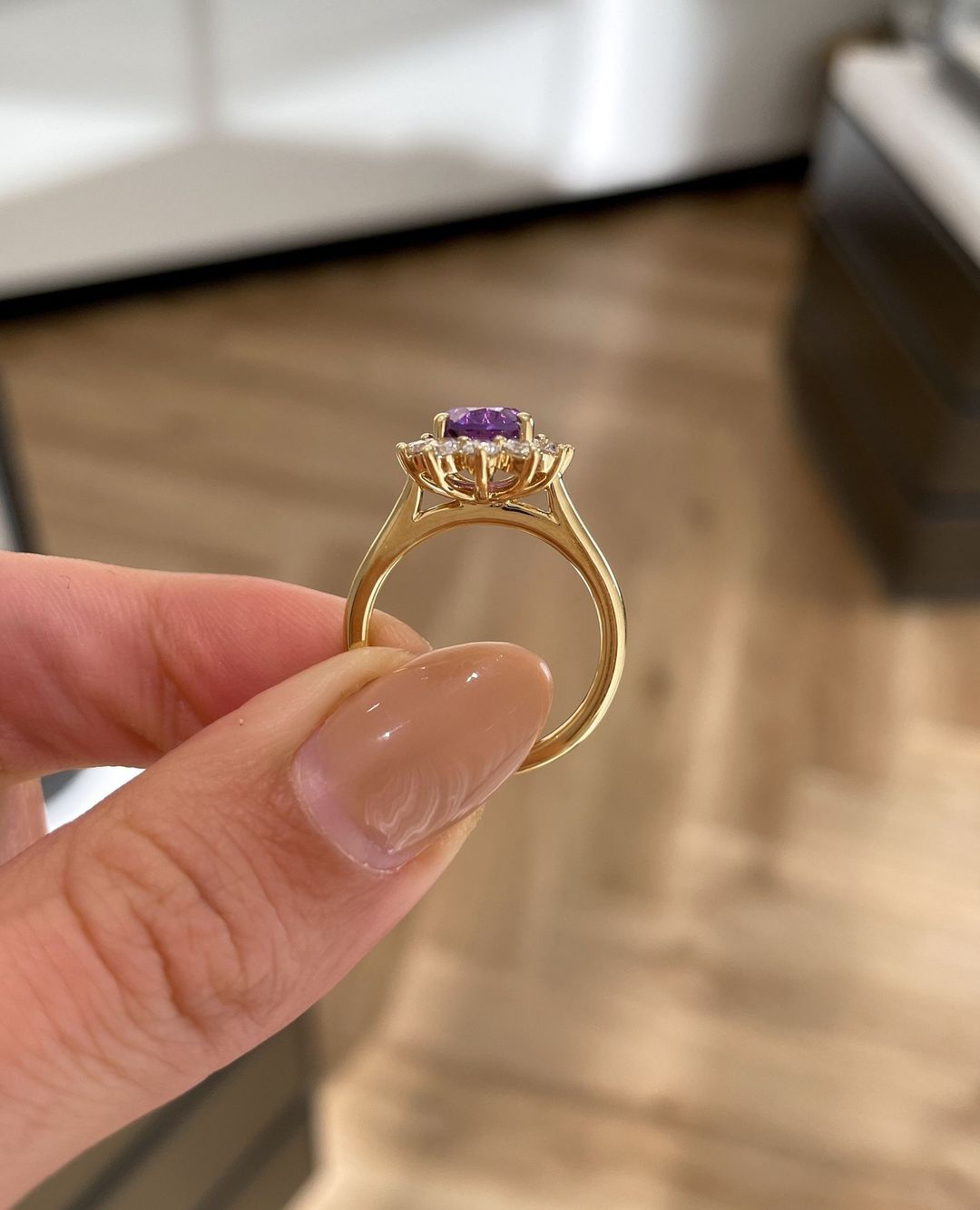 2.8Ct Purple Oval Cut Halo Ring For Her | Anniversary Gift Ring For Wife | Glamorous Ring For Women | Designer Jewelry Piece