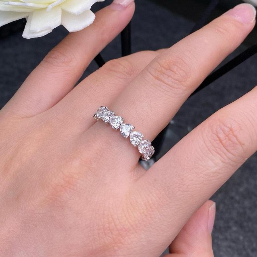 1.2Ct White Heart Cut Prong Set And Full Eternity Band For Her | Proposal Gift Band For Love | Lovable Gift Band For Wife | Valentine's Gift Band