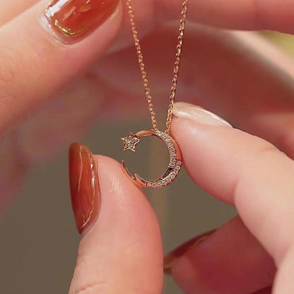 Half Moon Star Shape 1.50Ct White Round Cut Pave Pendant | Special Event Pendant For Her | Designer Jewelry Piece | Everyday Wear Pendant For Women