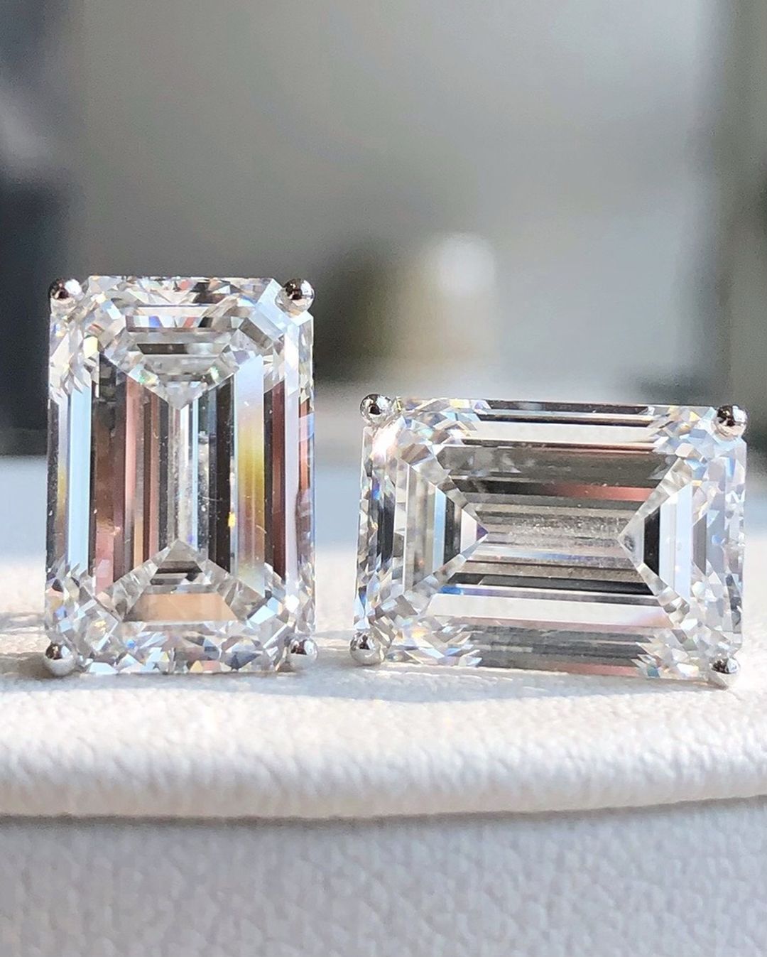 White Emerald Cut Cubic Zirconia Solitaire Stud Earrings For Her | Anniversary Gift Stud Earring For Wife | Glamorous Stud Earring For Ladies