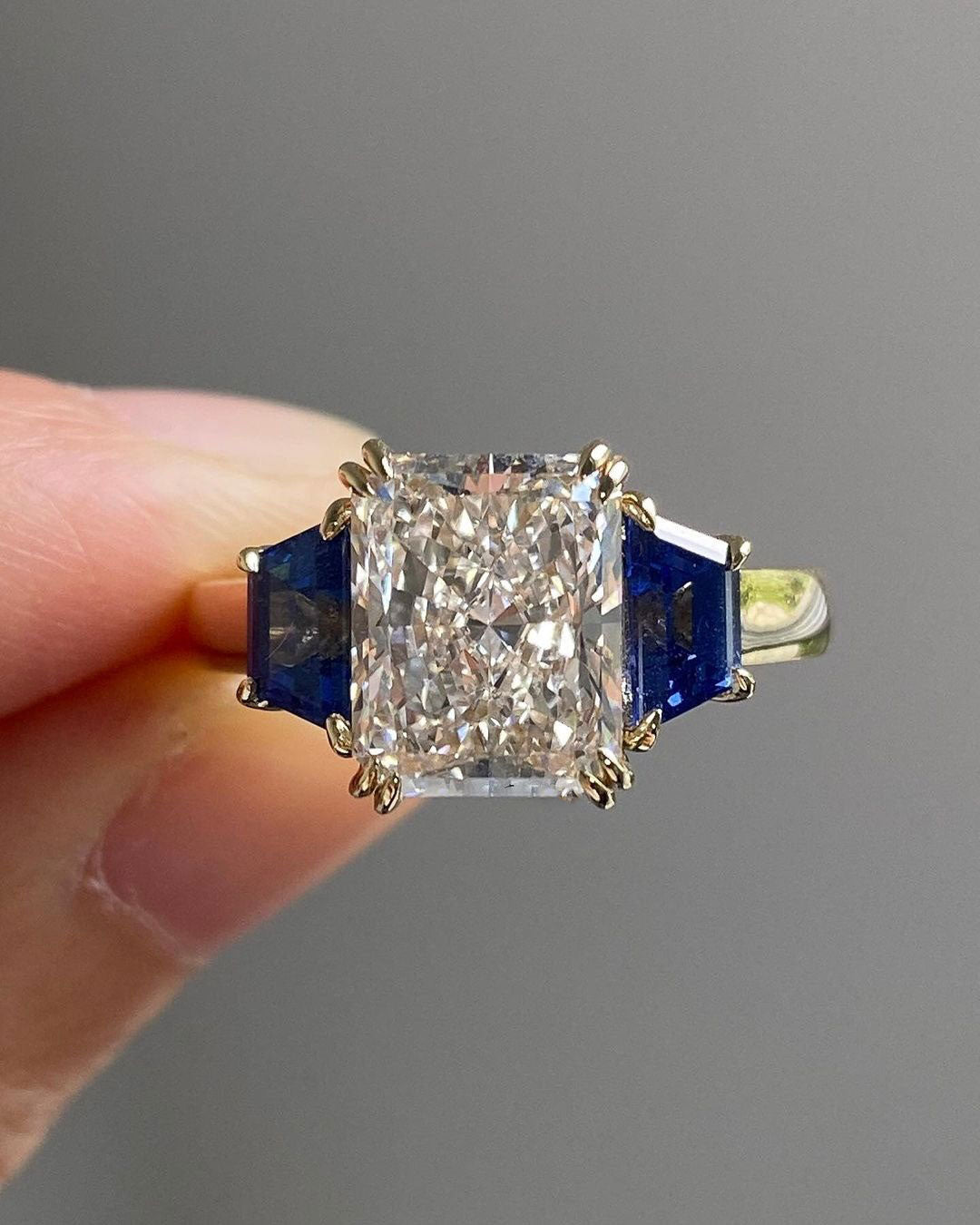 3.2Ct White Radiant Cut Three Stone Ring For Her | Birthday Gift Ring For Mother | Trilogy Diamond Ring | Statement Ring For Women