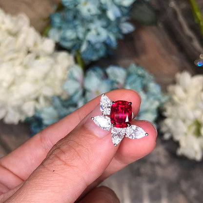 Red Cushion Cut Cubic Zirconia Solitaire With Cluster Earrings For Her | Party Wear Earring For Women | Special Occasion Gift Earring For Love