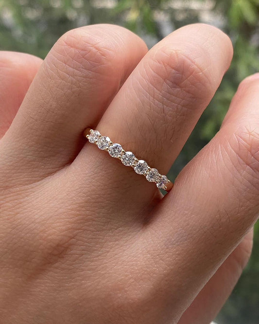 1.8Ct White Round Cut Half Eternity Ring | Promise Ring For Her | Minimalist Ring For Women | Stylish Ring For Girl