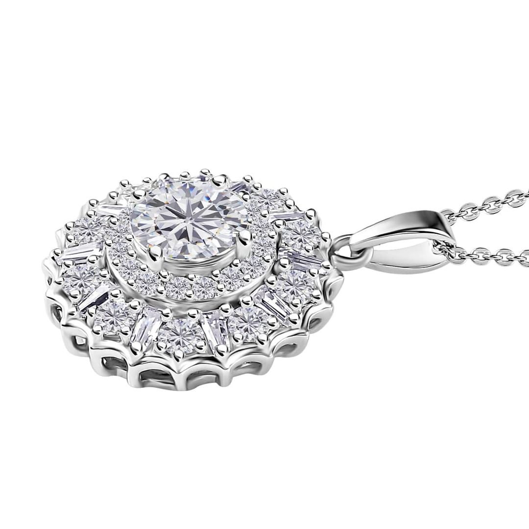 2.80Ct White Round Cut Solitaire With Halo Pendant | Party Wear Pendant | High Quality Pendant | Luxury Jewelry | Designer Jewelry Piece