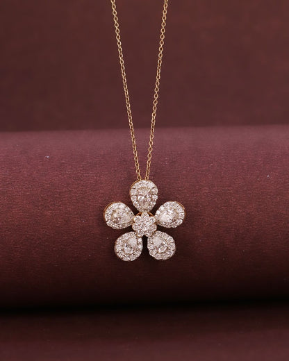 Flower Shape 2.80Ct White Round Cut Halo Pendant | Party Wear Pendant | Designer Jewelry Piece | Modern Style Pendant For Her | Fashion Jewelry