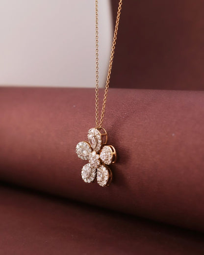 Flower Shape 2.80Ct White Round Cut Halo Pendant | Party Wear Pendant | Designer Jewelry Piece | Modern Style Pendant For Her | Fashion Jewelry
