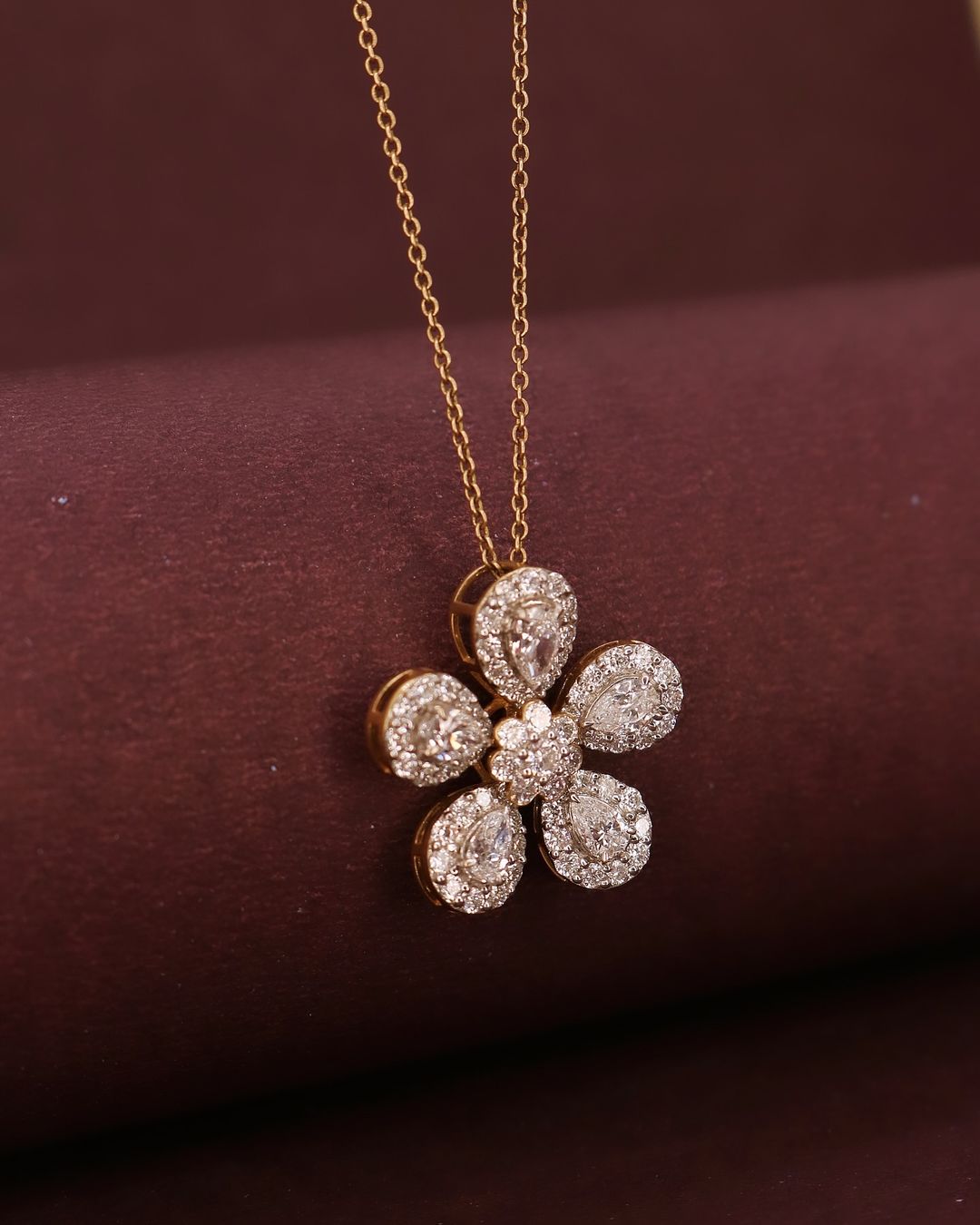 Flower Shape 2.80Ct White Round Cut Halo Pendant | Party Wear Pendant | Designer Jewelry Piece | Modern Style Pendant For Her | Fashion Jewelry