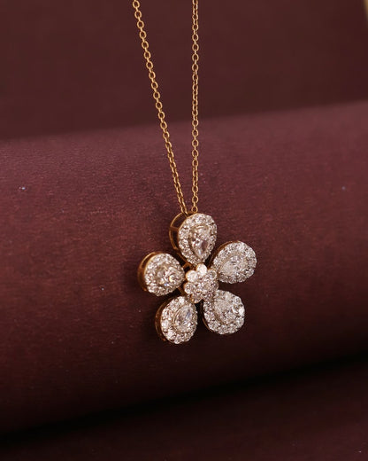 Flower Shape 2.80Ct White Round Cut Halo Pendant | Party Wear Pendant | Designer Jewelry Piece | Modern Style Pendant For Her | Fashion Jewelry