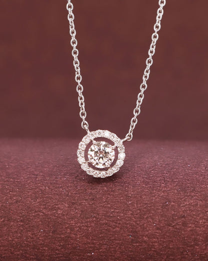 2.85Ct White Round Cut Solitaire With Halo Pendant | Birthstone Pendant | Everyday Wear Pendant | Jewelry Collection