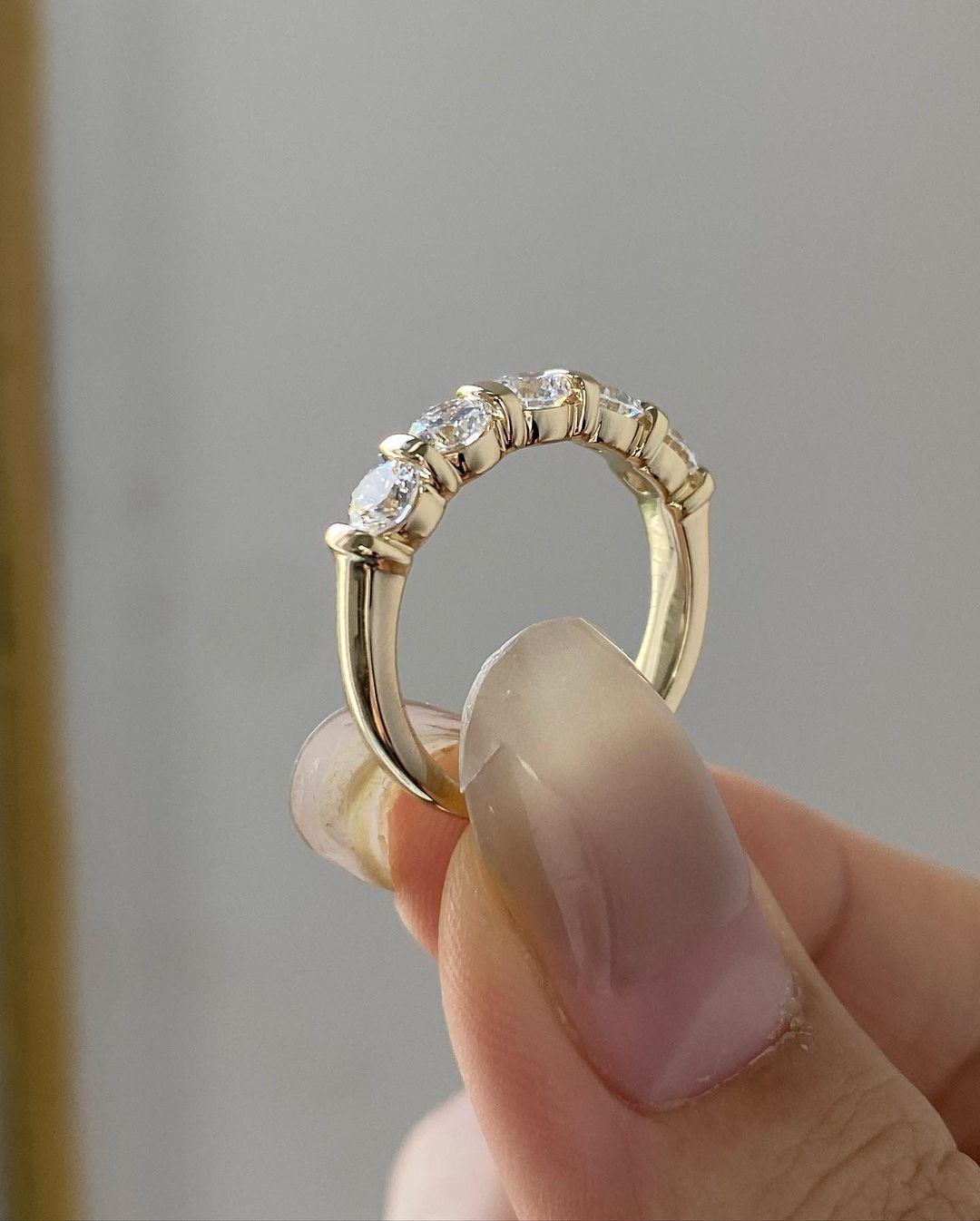 1.8Ct White Round Cut Bar Set Band Ring For Women | Engagement Proposal Band Ring For Her | Minimalist Band Ring | Designer Band Ring