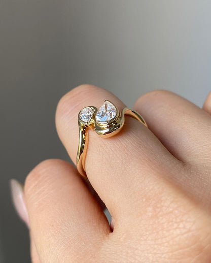 2.2Ct White Pear Cut Two Stone Ring For Her | Anniversary Gift Ring For Wife | Promise Ring For Fiancee | Forever One Ring