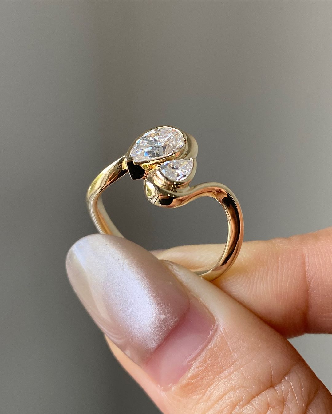 2.2Ct White Pear Cut Two Stone Ring For Her | Anniversary Gift Ring For Wife | Promise Ring For Fiancee | Forever One Ring