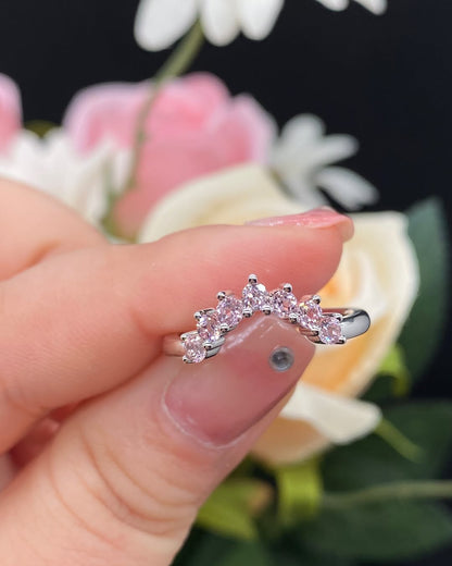 Curve Shape 2.10Ct Light Pink Round Cut Prong Ring | Proposal Ring For Her | Surprise Gift Ring | Women Jewelry