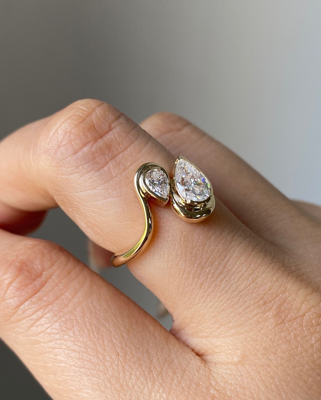 2.2Ct White Pear Cut Two Stone Ring For Her | Anniversary Gift Ring For Wife | Promise Ring For Fiancee | Forever One Ring