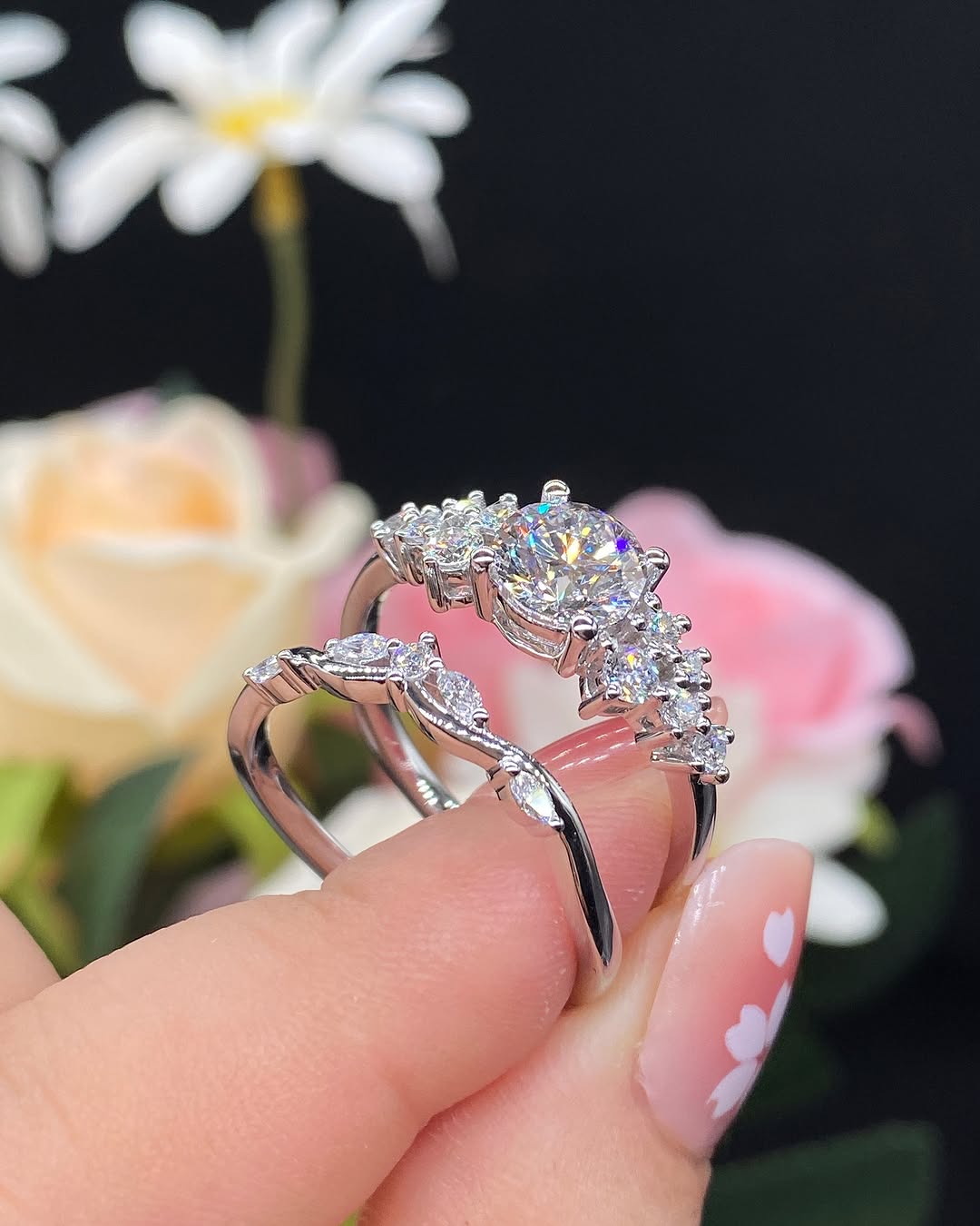 2.88Ct White Round Cut Solitaire Ring Set | Bridal Wedding Gift Ring Set | Designer Jewelry Piece