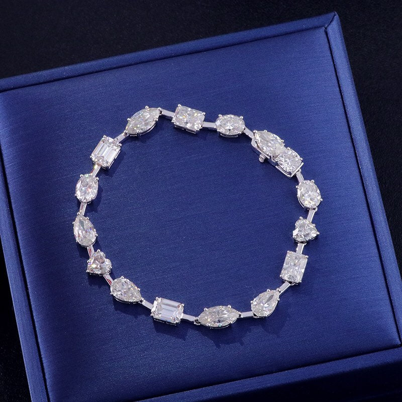 White Multi Stone Brilliant Cut Signity Diamond Prong Set Bracelet For Her | Party Wear Bracelet For Women | Luxury Jewelry