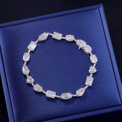 White Multi Stone Brilliant Cut Signity Diamond Prong Set Bracelet For Her | Party Wear Bracelet For Women | Luxury Jewelry
