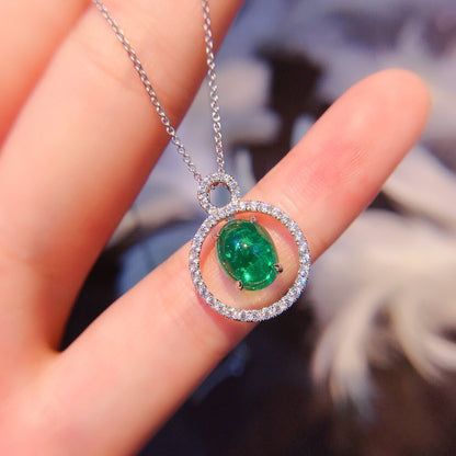 Round Shape 2.70Ct Green Oval Cut Solitaire Pendant | Engagement Gift Pendant For Her | Minimalist Pendant | Fashion Jewelry