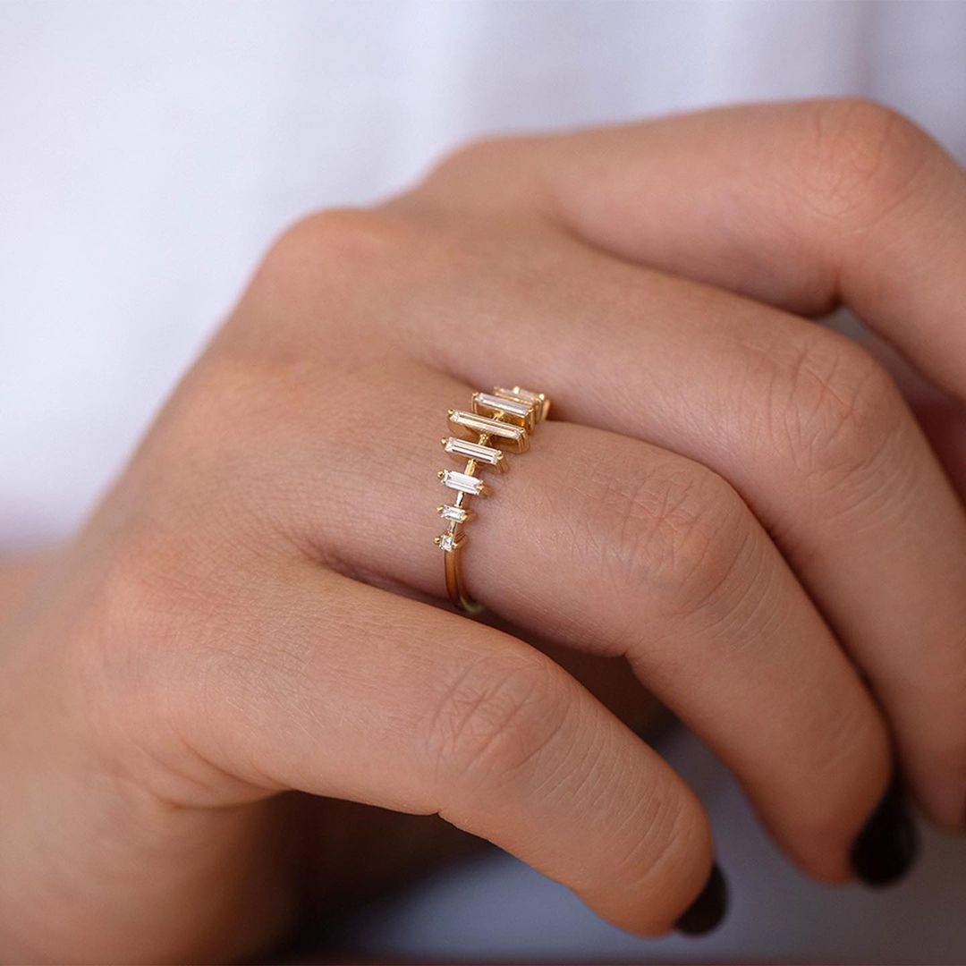 1.2Ct White Baguette Cut Prong Ring | Birthday Gift Ring | Surprise Gift | Minimalist Ring