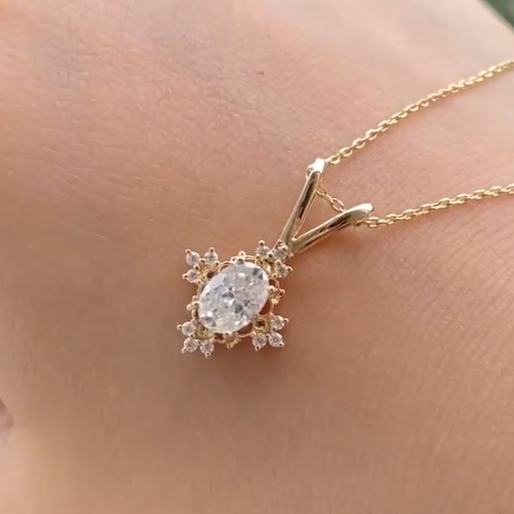 3.10Ct White Oval Cut Solitaire Pendant | Designer Pendant For Her | Wedding Gift Pendant For Women | Bridal Jewelry