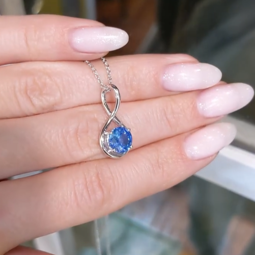 2.55Ct Blue Round Cut Solitaire Pendant | Birthstone Pendant For Her | Daily Wear Pendant | Everyday Elegance Pendant