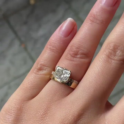 2.5Ct White Radiant Cut Solitaire Ring | Engagement Ring For Fiancee | Promise Ring | Ice Crushed Ring