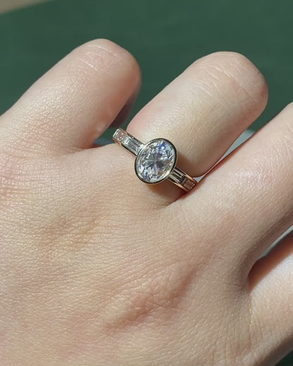 2.5Ct White Oval Cut Bezel Ring | Birthday Gift Ring | Surprise Gift | Jewelry Collection