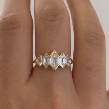 1.4Ct White Hexagon Cut Half Bezel Ring | Anniversary Gift Ring For Wife | Promise Ring | Beautiful Ring