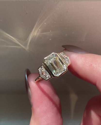 2.6Ct White Emerald Cut Bezel Ring | Engagement Promise Ring | Special Occasion Ring | Gift For Her