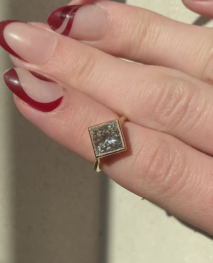 2.5Ct White Princess Cut Bezel Ring | Engagement Promise Ring | Simple Ring | Elegant Ring
