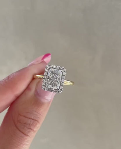 2.5Ct White Radiant Cut Halo Ring | Wedding Ring For Bridal | Women Jewelry | Gift For Her