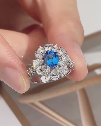 3.2Ct Blue Cushion Cut Solitaire Ring | Party Wear Ring | Glamorous Ring | Fashionable Ring