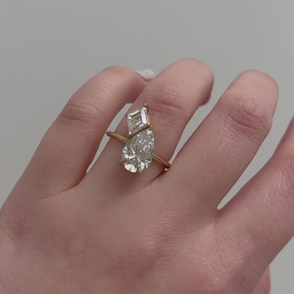2.5Ct White Lozenge And Pear Cut Two Stone Ring | Birthday Gift Ring For Women | Toi Et Moi Ring | Elegant Ring