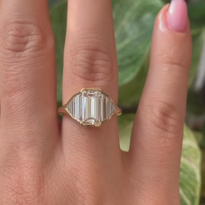 2.6Ct White Emerald Cut Channel Set Ring | Wedding Ring For Bridal | Delicate Ring | Timeless Design
