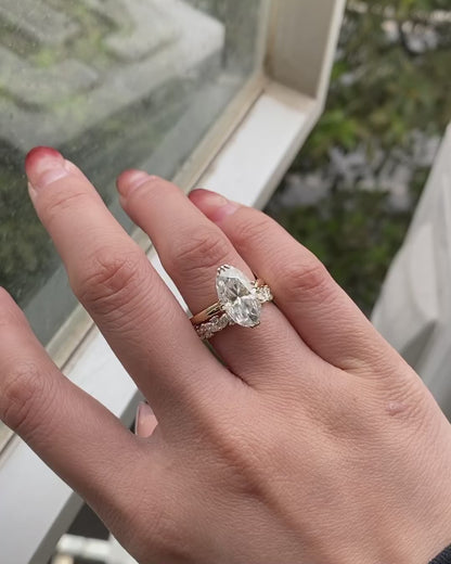 3.1Ct White Oval Cut Solitaire Ring Set | Bridal Wedding Ring Set | Special Occasion Ring Set | Women Jewelry