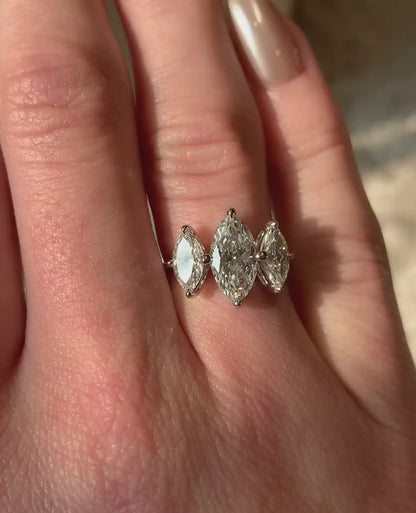2.4Ct White Marquise Cut Three Stone Ring | Anniversary Gift Ring | Daily Wear Ring | Awesome Ring