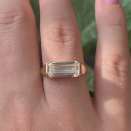 2.4Ct White Emerald Cut Half Bezel Ring | Promise Ring For Women | Special Occasion Ring | Classic Ring
