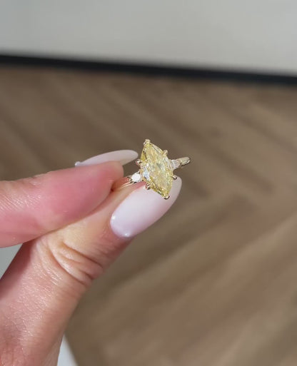 2.8Ct Canary Yellow Marquise Cut Solitaire Ring | Wedding Ring | Women Jewelry | Designer Ring