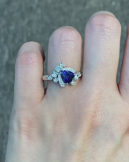 2.6Ct Blue Trillion Cut Solitaire Ring | Wedding Bridal Ring | Unique Ring | Pretty Ring