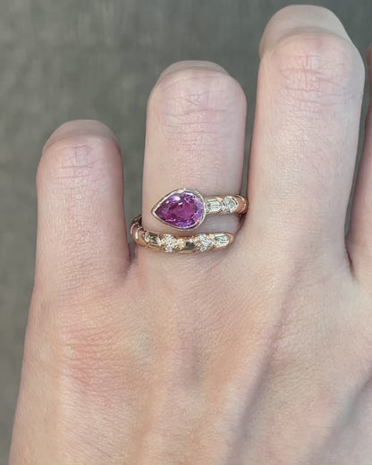 2.5Ct Pink Pear Cut Bezel Ring | Anniversary Gift Ring For Wife | Bypass Ring | Delicate Ring