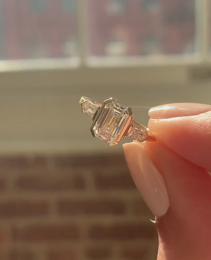2.6Ct White Emerald Cut Half Bezel Ring | Birthday Gift Ring | Gift For Women | Timeless Design