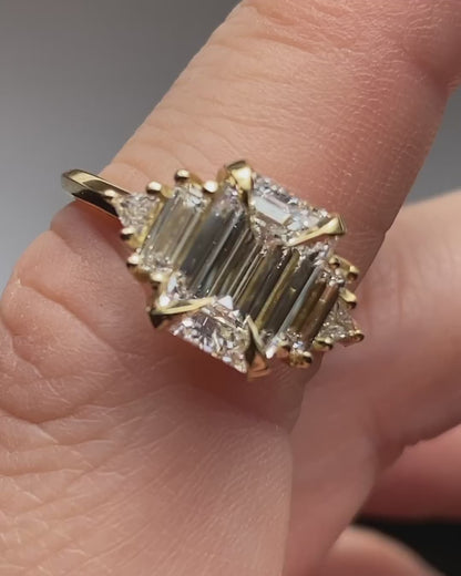 3.1Ct White Emerald Cut Solitaire Ring | Anniversary Gift Ring For Wife | Statement Ring | Gift For Women