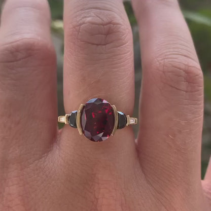 3.2Ct Red Oval Cut Half Bezel Ring | Party Wear Ring For Women | Glamorous Ring | Thank You Gift Ring
