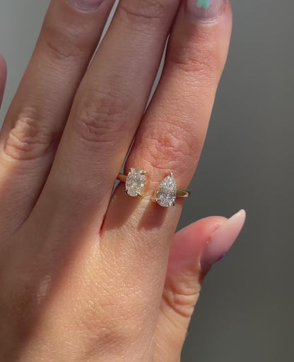 2.2Ct White Oval And Pear Cut Two Stone Ring | Anniversary Gift Ring | Beautiful Ring | Surprise Gift Ring