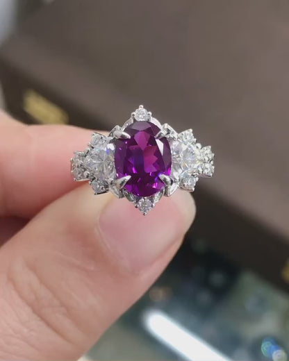 3.2Ct Amethyst Oval Cut Solitaire Ring | Anniversary Gift Ring For Wife | Timeless Design | Forever One Ring
