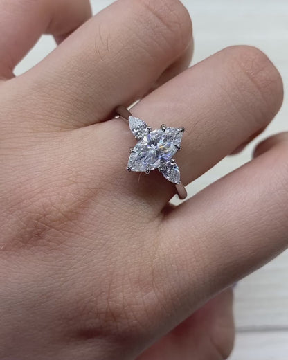 2.4Ct White Marquise Cut Three Stone Ring | Engagement Ring | Promise Ring For Her | Gift For Wife